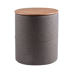 Tmavě šedý odkládací stolek s deskou v dekoru dubového dřeva sømcasa Leo