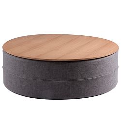 Tmavě šedý odkládací stolek s deskou v dekoru dubového dřeva sømcasa Mauro