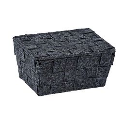 Tmavě šedý plstěný košík s víkem Wenko Mara, šířka 19 cm