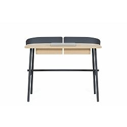 Tmavě šedý pracovní stůl z dubového dřeva HARTÔ Victor, 100 x 60 cm