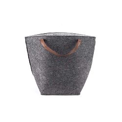 Tmavě šedý úložný koš s koženými úchyty PT LIVING Storage, výška 42 cm