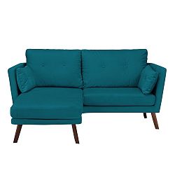 Tmavě tyrkysová třímístná pohovka Mazzini Sofas Elena, s lenoškou na levém rohu