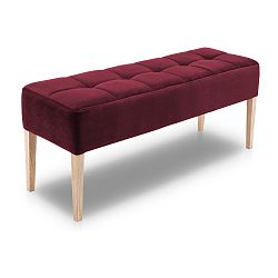 Tmavě vínová lavice s dubovými nohami Mossø Hattu, délka 132 cm