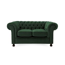 Tmavě zelená dvoumístná pohovka Vivonita Chesterfield