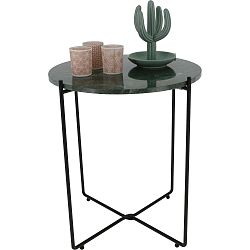 Tmavě zelený odkládací stolek s mramorovou deskou Compactor Agneta