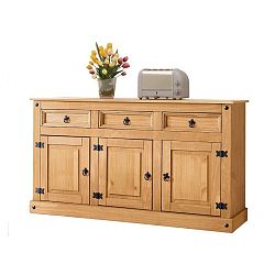 Třídveřová komoda z masivního borovicového dřeva  Støraa Alfredo