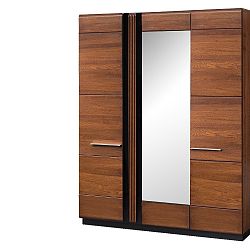 Třídveřová šatní skříň se zrcadlem Szynaka Meble Porti Dark Antique