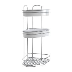 Třípatrová rohová police se 2 mísami Metaltex, výška 53 cm