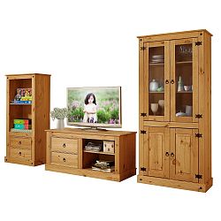 Trojdílná obývací stěna z borovicového dřeva Støraa Alberto