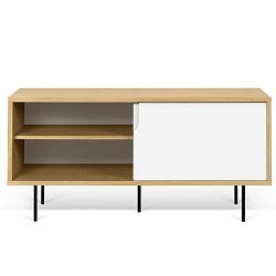 TV komoda v dekoru dubového dřeva s bílými detaily TemaHome Dann, délka 135 cm