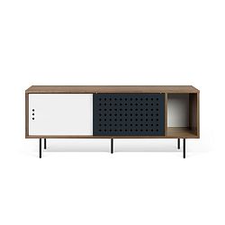 TV komoda v dekoru ořechového dřeva s černobílými detaily TemaHome Dann Dots, délka 165 cm