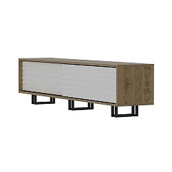 TV stolek v dekoru dubového dřeva s bílými detaily Askal White