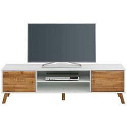 TV stolek z masivního borovicového dřeva s bílými detaily Støraa Rafael