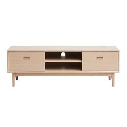 TV stolek ze dřeva bílého dubu Unique Furniture Rocca