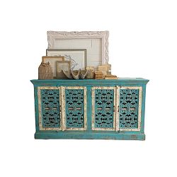 Tyrkysová komoda z mangového dřeva Orchidea Milano, délka 180 cm