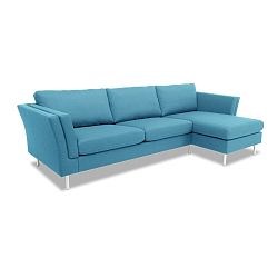 Tyrkysová rohová pohovka s lenoškou na pravé straně Vivonita Connor