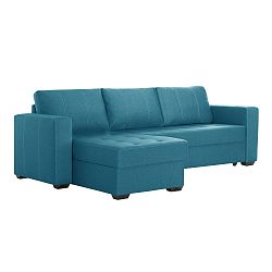 Tyrkysová rohová rozkládací pohovka s úložným prostorem Interieur De Famille Paris Succès, levý roh