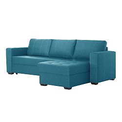 Tyrkysová rohová rozkládací pohovka s úložným prostorem Interieur De Famille Paris Succès, pravý roh