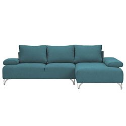 Tyrkysová rohová rozkládací pohovka Windsor & Co Sofas Virgo, pravý roh