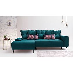 Tyrkysová rozkládací pohovka Bobochic Hera Bis, levý roh