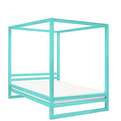 Tyrkysově modrá dřevěná dvoulůžková postel Benlemi Baldee, 190 x 180 cm