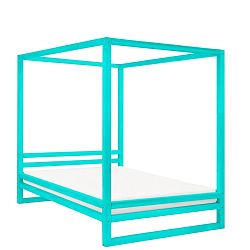 Tyrkysově modrá dřevěná dvoulůžková postel Benlemi Baldee, 200 x 200 cm