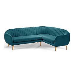 Tyrkysově modrá rohová trojmístná pohovka Scandi by Stella Cadente Maison Comete, pravý roh