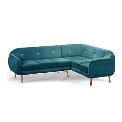 Tyrkysově modrá rohová trojmístná pohovka Scandi by Stella Cadente Maison, pravý roh
