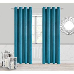 Tyrkysově modrý závěs Slowdeco Velvet, 140 x 250 cm