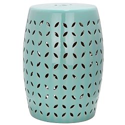 Tyrkysový keramický stolek vhodný do exteriéru Safavieh Lattice Petal