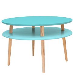 Tyrkysový konferenční stolek s přírodními nohami Ragaba UFO, Ø 70 cm