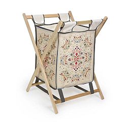Úložný koš s konstrukcí z borovicového dřeva Madre Selva Flowers Tapestry, 60 l