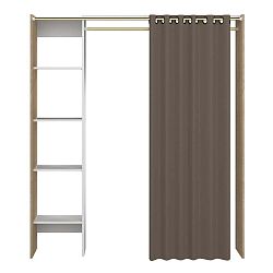 Úložný systém s policemi a hnědým závěsem Symbiosis Tom