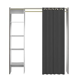 Úložný systém s policemi a tmavě šedým závěsem Symbiosis Tom