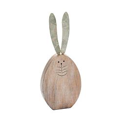 Velká dřevěná dekorace s posmaltovaným kovem s motivem ušatého zajíce Ego Dekor, 9,5 x 23 cm