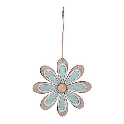 Velká modrá dřevěná závěsná dekorace ve tvaru květiny Ego Dekor, ø 17 cm