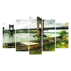 Vícedílný obraz na plátně Abandoned Boat and Bridge