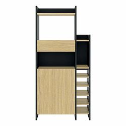 Vinotéka v dekoru dubu počet lahví 12 v černo-přírodní barvě, 77x161 cm Kitchy – TemaHome