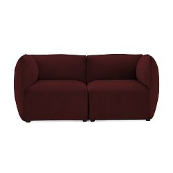 Vínově červená dvoumístná modulová pohovka Vivonita Velvet Cube