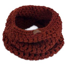 Vínově červená ručně háčkovaná kruhová šála DOKE Marsala