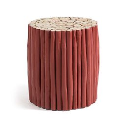 Vínově červený taburet z teakového dřeva La Forma Filippo