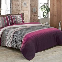Vínové povlečení a prostěradlo na dvoulůžko Lotus, 200 x 220 cm
