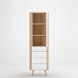 Vitrína s konstrukcí z masivního dubového dřeva se 4 zásuvkami Gazzda Ena, šířka 60 cm