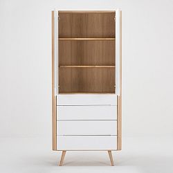 Vitrína s konstrukcí z masivního dubového dřeva se 4 zásuvkami Gazzda Ena, šířka 90 cm