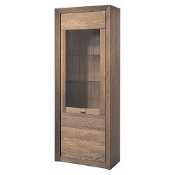 Vitrína s otevíráním vpravo v dřevěném dekoru rustikálního dubu Szynaka Meble Laura