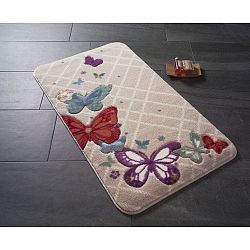 Vzorovaná béžová předložka do koupelny Confetti Bathmats Butterfly, 80 x 140 cm