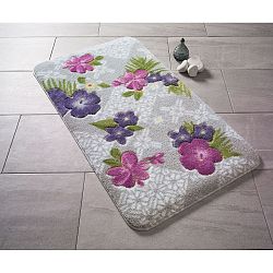 Vzorovaná fialová předložka do koupelny Confetti Bathmats Tropical, 80 x 140 cm