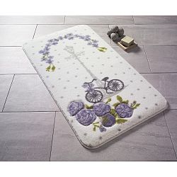Vzorovaná fialová předložka do koupelny Confetti Bathmats Vintage Bike, 80 x 140 cm