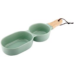 Zelená dvojitá servírovací miska s bambusovým detailem Ladelle Classic