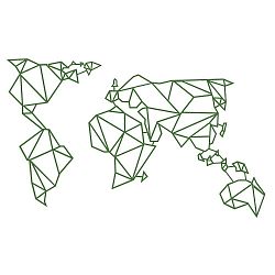 Zelená kovová nástěnná dekorace World Polygon, 120 x 60 cm